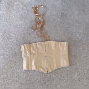 Gold Satin Corset, Lightweight Nylon boned, XXL